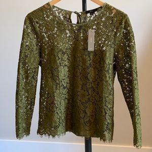 JCREW lace blouse - Moss Green